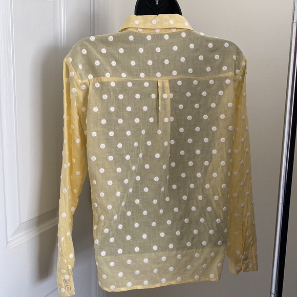 Copper Key Embroidered Dot Yellow Button Down Top Size XS - Picture 3 of 8